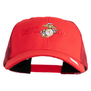 Devil Dog Embroidered 6 Panel Structured Cotton Twill Mesh Cap Made in USA - Red OSFM