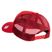 Devil Dog Embroidered 6 Panel Structured Cotton Twill Mesh Cap Made in USA - Red OSFM