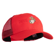 Devil Dog Embroidered 6 Panel Structured Cotton Twill Mesh Cap Made in USA - Red OSFM