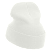 OH Whale Embroidered 12 inch Acrylic Blank Cuff Long Beanie - White OSFM