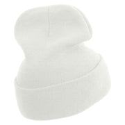 OH Whale Embroidered 12 inch Acrylic Blank Cuff Long Beanie - White OSFM