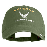 Veteran US Air Force Embroidered Cotton Twill Brass Buckle Cap - Olive OSFM