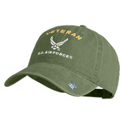 Veteran US Air Force Embroidered Cotton Twill Brass Buckle Cap - Olive OSFM