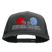 Super Bowl Helmet Face Off Embroidered 5 Panel Mesh Trucker Snapback Cap