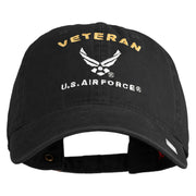 Veteran US Air Force Embroidered Cotton Twill Brass Buckle Cap - Black OSFM