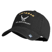 Veteran US Air Force Embroidered Cotton Twill Brass Buckle Cap - Black OSFM