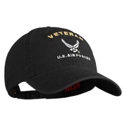 Veteran US Air Force Embroidered Cotton Twill Brass Buckle Cap - Black OSFM
