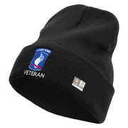 Licensed 173rd Airborne Brigade Combat Team Veteran Embroidered 12 Inch Long Knitted Beanie - Black OSFM