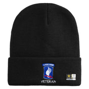 Licensed 173rd Airborne Brigade Combat Team Veteran Embroidered 12 Inch Long Knitted Beanie - Black OSFM