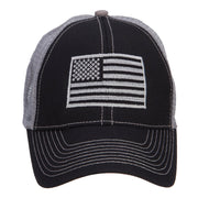 Silver American Flag Embroidered Trucker Cap