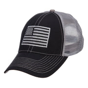 Silver American Flag Embroidered Trucker Cap