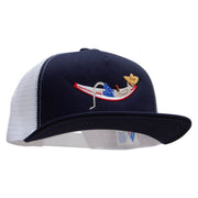 The Man on the Chaise Lounge Embroidered Flat Bill Snapback Trucker Cap - Navy-White OSFM