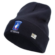 Licensed 173rd Airborne Brigade Combat Team Veteran Embroidered 12 Inch Long Knitted Beanie - Navy OSFM