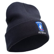 Licensed 173rd Airborne Brigade Combat Team Veteran Embroidered 12 Inch Long Knitted Beanie - Navy OSFM