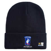 Licensed 173rd Airborne Brigade Combat Team Veteran Embroidered 12 Inch Long Knitted Beanie - Navy OSFM