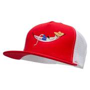 The Man on the Chaise Lounge Embroidered Flat Bill Snapback Trucker Cap - Red-White OSFM