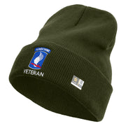Licensed 173rd Airborne Brigade Combat Team Veteran Embroidered 12 Inch Long Knitted Beanie - Olive OSFM