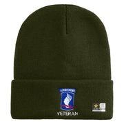 Licensed 173rd Airborne Brigade Combat Team Veteran Embroidered 12 Inch Long Knitted Beanie - Olive OSFM