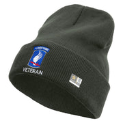Licensed 173rd Airborne Brigade Combat Team Veteran Embroidered 12 Inch Long Knitted Beanie - DK-Grey OSFM