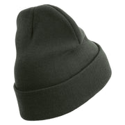 Licensed 173rd Airborne Brigade Combat Team Veteran Embroidered 12 Inch Long Knitted Beanie - DK-Grey OSFM