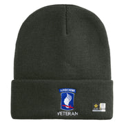 Licensed 173rd Airborne Brigade Combat Team Veteran Embroidered 12 Inch Long Knitted Beanie - DK-Grey OSFM