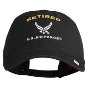 Retired US Air Force Embroidered Cotton Twill Brass Buckle Cap - Black OSFM