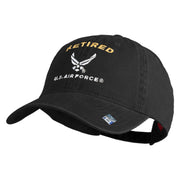 Retired US Air Force Embroidered Cotton Twill Brass Buckle Cap - Black OSFM