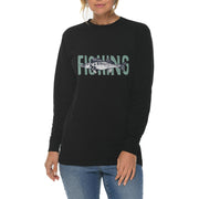 Vintage Fishing Vibes Graphic Long Sleeve Crewneck Tee