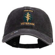 Licensed 1st Special Forces Command Veteran Embroidered Washed Solid Pigment Dyed Cotton Twill Brass Buckle Cap - Black OSFM