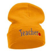 Teacher Word Phrase Embroidered Long Knitted Beanie