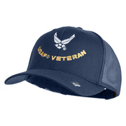 USAF Veteran Embroidered Solid Cotton Twill Mesh Cap - Navy OSFM