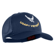 USAF Veteran Embroidered Solid Cotton Twill Mesh Cap - Navy OSFM