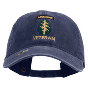 Licensed 1st Special Forces Command Veteran Embroidered Washed Solid Pigment Dyed Cotton Twill Brass Buckle Cap - Navy OSFM
