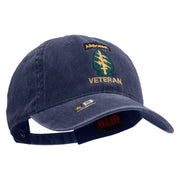 Licensed 1st Special Forces Command Veteran Embroidered Washed Solid Pigment Dyed Cotton Twill Brass Buckle Cap - Navy OSFM