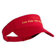 Marines The Few The Proud Design Embroidered Cotton Twill Sun Visor - Red OSFM