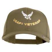 USAF Veteran Embroidered Solid Cotton Twill Mesh Cap - Khaki OSFM