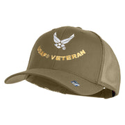 USAF Veteran Embroidered Solid Cotton Twill Mesh Cap - Khaki OSFM