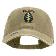 Licensed 1st Special Forces Command Veteran Embroidered Washed Solid Pigment Dyed Cotton Twill Brass Buckle Cap - Khaki OSFM