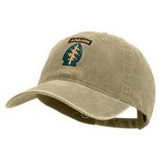Licensed 1st Special Forces Command Veteran Embroidered Washed Solid Pigment Dyed Cotton Twill Brass Buckle Cap - Khaki OSFM