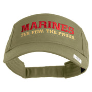 Marines The Few The Proud Design Embroidered Cotton Twill Sun Visor - Khaki OSFM