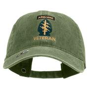 Licensed 1st Special Forces Command Veteran Embroidered Washed Solid Pigment Dyed Cotton Twill Brass Buckle Cap - Olive OSFM