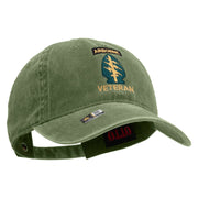 Licensed 1st Special Forces Command Veteran Embroidered Washed Solid Pigment Dyed Cotton Twill Brass Buckle Cap - Olive OSFM