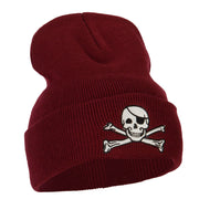 Jolly Rogers Skull Embroidered Long Knitted Beanie