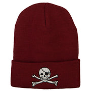 Jolly Rogers Skull Embroidered Long Knitted Beanie