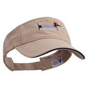 French Dachshund Embroidered Prostyle Cotton Twill Washed Sandwich Visor - Khaki-Navy OSFM