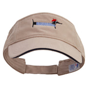 French Dachshund Embroidered Prostyle Cotton Twill Washed Sandwich Visor - Khaki-Navy OSFM