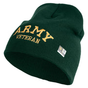 Licensed Army Veteran Letters Embroidered 8 Inch Knitted Short Beanie - DK-Green OSFM
