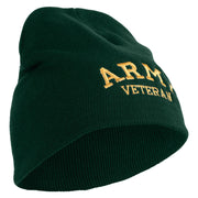 Licensed Army Veteran Letters Embroidered 8 Inch Knitted Short Beanie - DK-Green OSFM