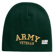 Licensed Army Veteran Letters Embroidered 8 Inch Knitted Short Beanie - DK-Green OSFM