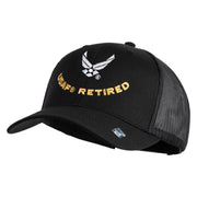USAF Retired Embroidered Solid Cotton Twill Mesh Cap - Black OSFM